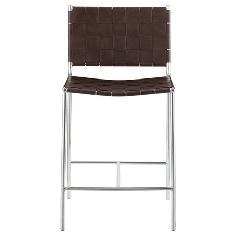 Adelaide Brown/Chrome Upholstered Counter Height Stool with Open Back