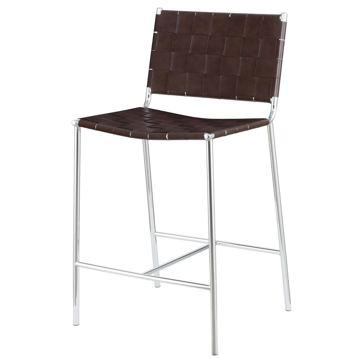 Adelaide Brown/Chrome Upholstered Counter Height Stool with Open Back