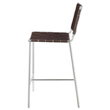 Adelaide Brown/Chrome Upholstered Counter Height Stool with Open Back