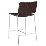 Adelaide Brown/Chrome Upholstered Counter Height Stool with Open Back