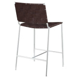 Adelaide Brown/Chrome Upholstered Counter Height Stool with Open Back