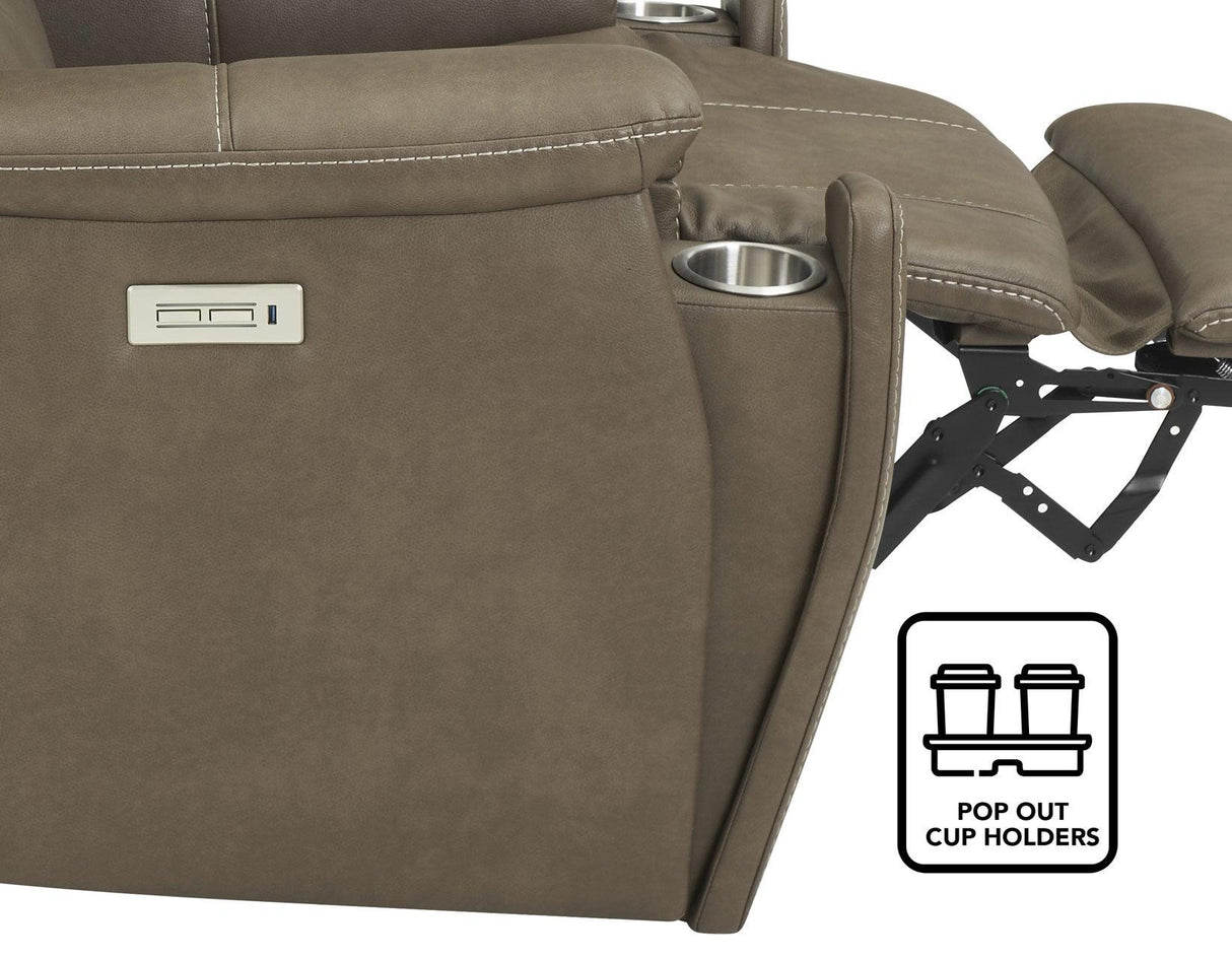 Adelaide Caramel Vegan Leather Dual-Power Zero-Gravity Recliner by Steve Silver at Eve Furniture