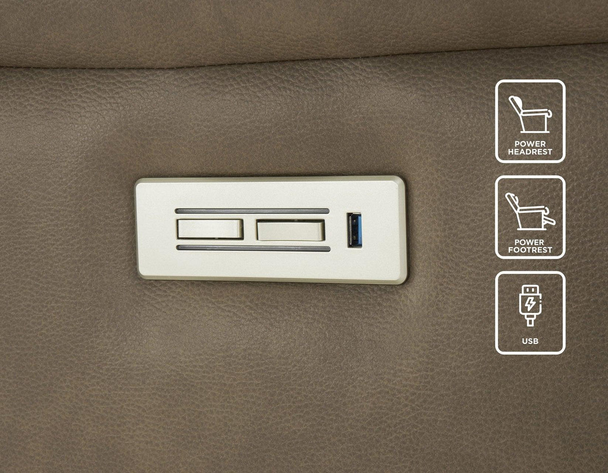 Adelaide Caramel Vegan Leather Dual-Power Zero-Gravity Recliner by Steve Silver at Eve Furniture