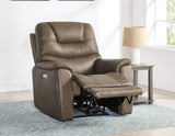 Adelaide Caramel Vegan Leather Dual-Power Zero-Gravity Recliner by Steve Silver at Eve Furniture
