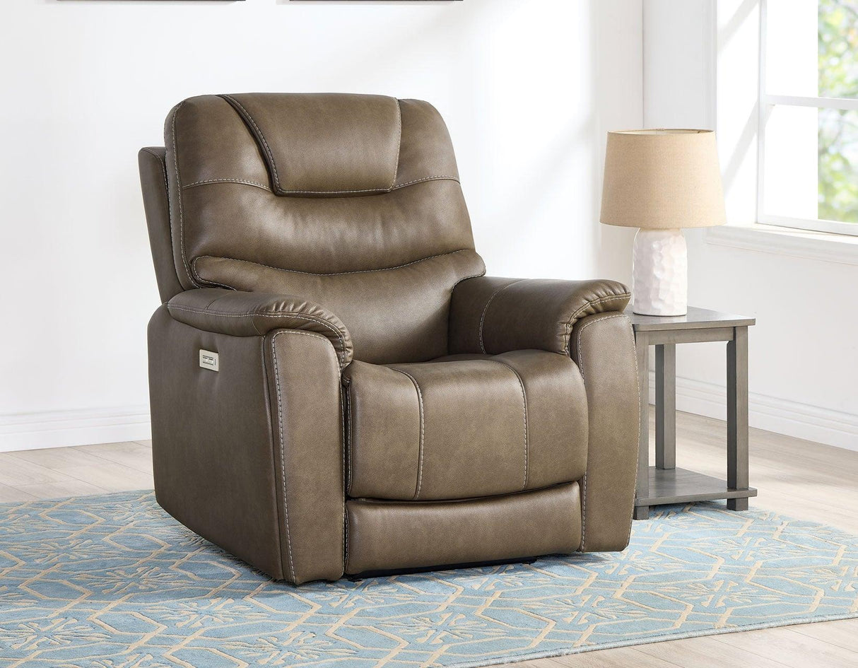 Adelaide Caramel Vegan Leather Dual-Power Zero-Gravity Recliner by Steve Silver at Eve Furniture