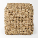 Adele Medium Brown Seagrass Woven Square Pouf by Mercana at Eve Furniture