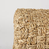 Adele Medium Brown Seagrass Woven Square Pouf by Mercana at Eve Furniture