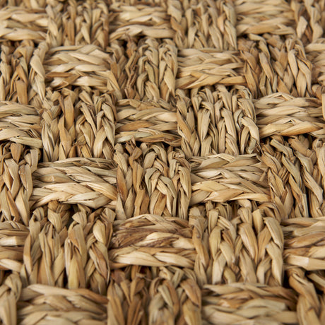 Adele Medium Brown Seagrass Woven Square Pouf by Mercana at Eve Furniture