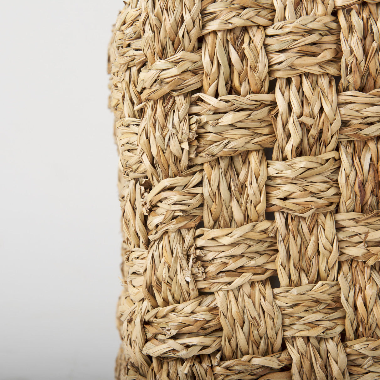 Adele Medium Brown Seagrass Woven Square Pouf by Mercana at Eve Furniture