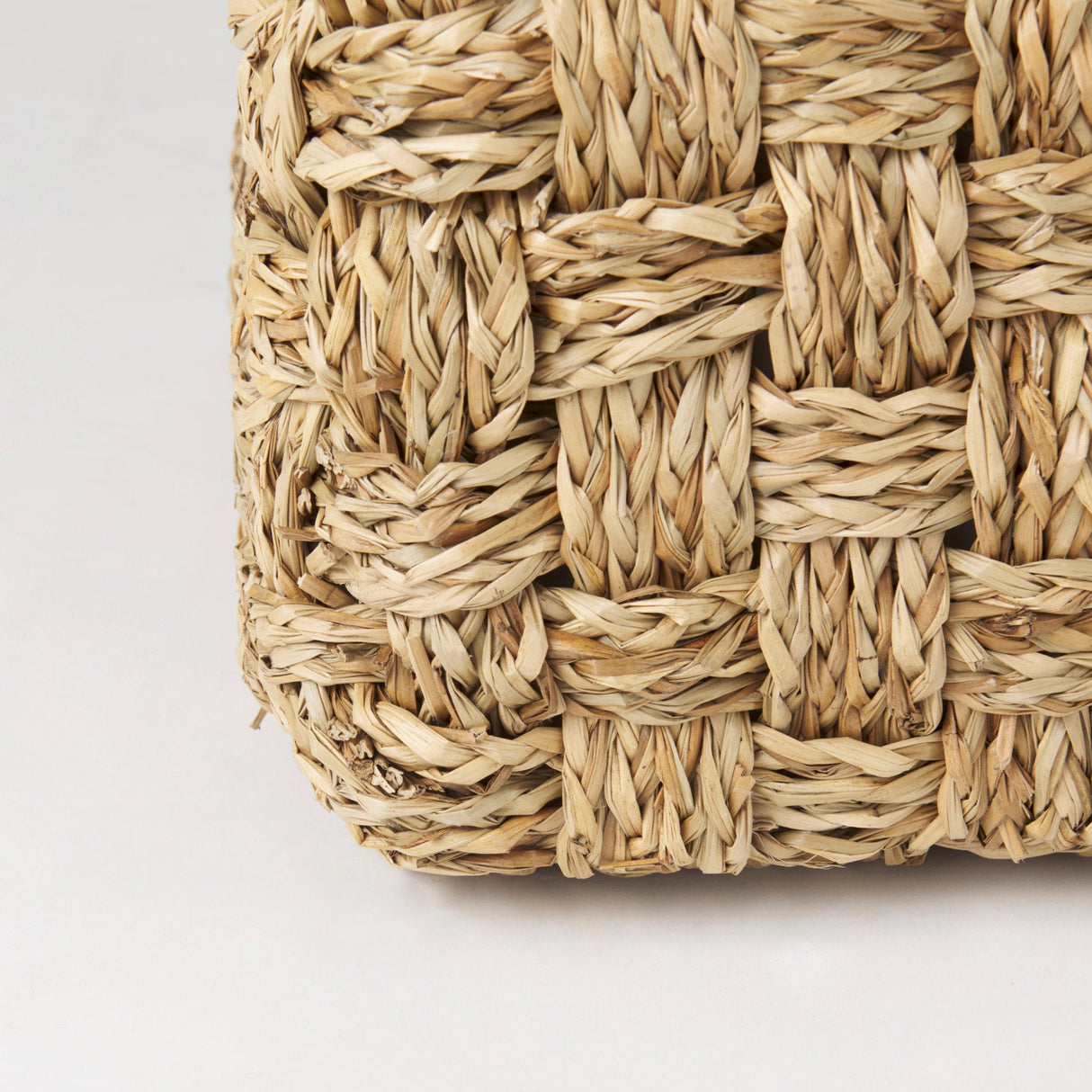 Adele Medium Brown Seagrass Woven Square Pouf by Mercana at Eve Furniture