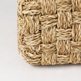 Adele Medium Brown Seagrass Woven Square Pouf by Mercana at Eve Furniture