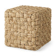 Adele Medium Brown Seagrass Woven Square Pouf by Mercana at Eve Furniture