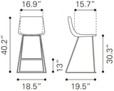 Adele Orange & Gold Barstool (Set of 2) by Zuomod at Eve Furniture