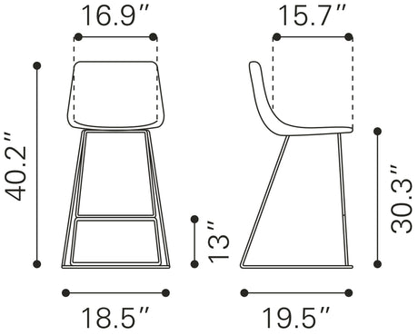 Adele Orange & Gold Barstool (Set of 2) by Zuomod at Eve Furniture