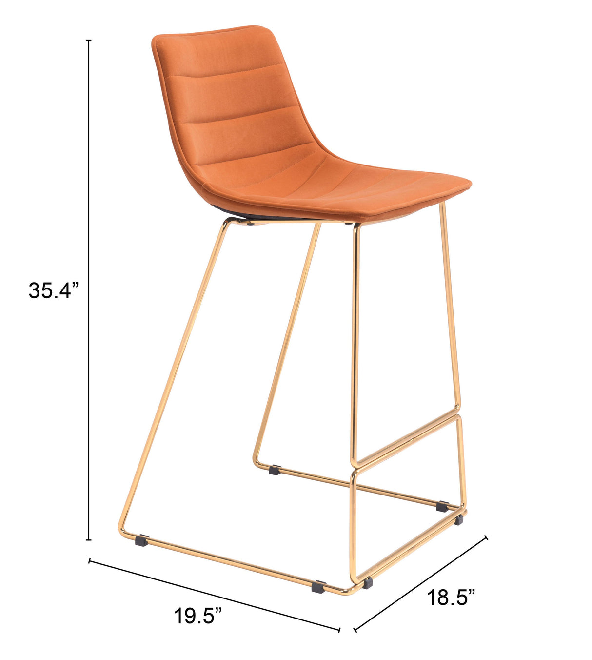 Adele Orange & Gold Barstool (Set of 2) by Zuomod at Eve Furniture