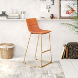 Adele Orange & Gold Barstool (Set of 2) by Zuomod at Eve Furniture