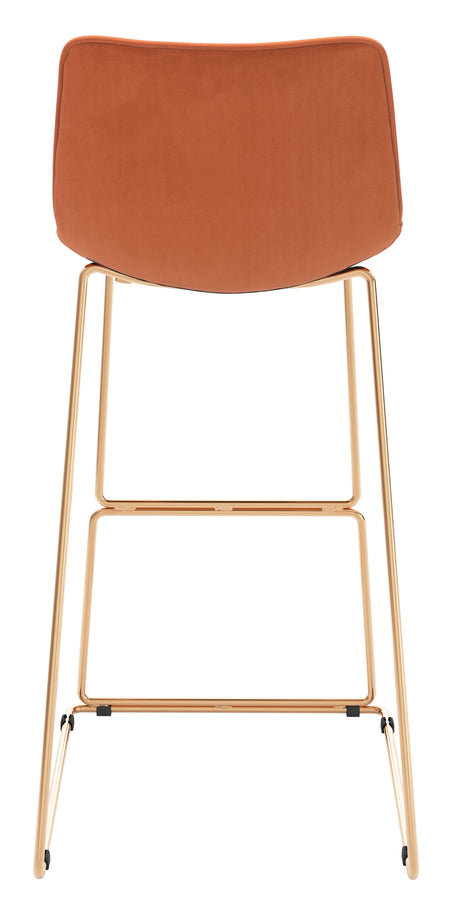 Adele Orange & Gold Barstool (Set of 2) by Zuomod at Eve Furniture