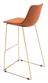 Adele Orange & Gold Barstool (Set of 2) by Zuomod at Eve Furniture