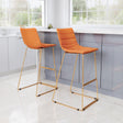 Adele Orange & Gold Barstool (Set of 2) by Zuomod at Eve Furniture