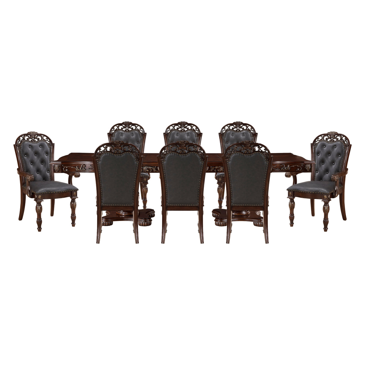 Adelina Cherry Double Pedestal Extendable Dining Room Set by Homelegance at Eve Furniture