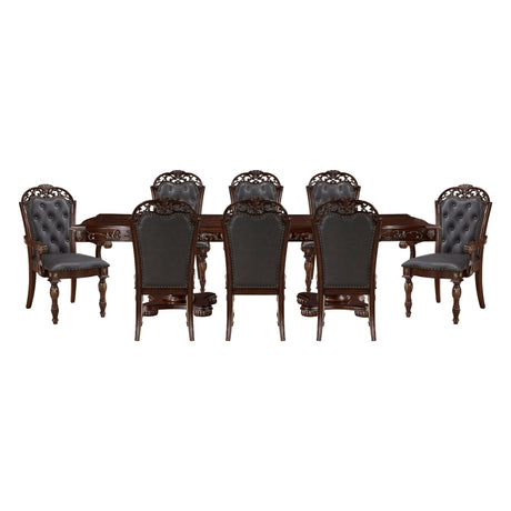 Adelina Cherry Double Pedestal Extendable Dining Room Set by Homelegance at Eve Furniture