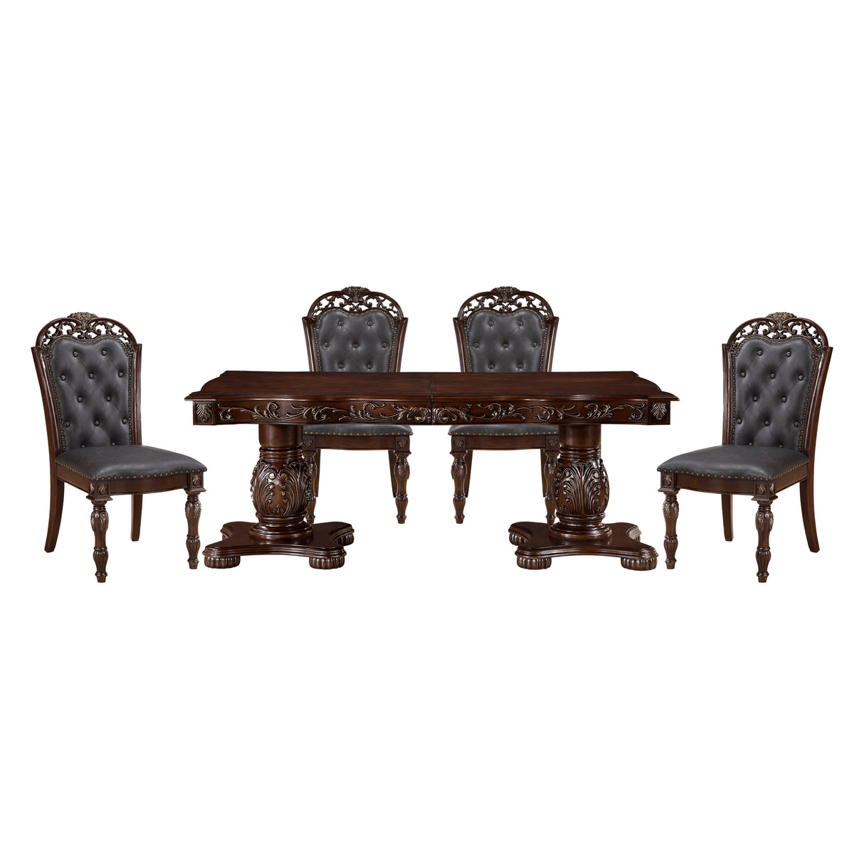 Adelina Cherry Double Pedestal Extendable Dining Room Set by Homelegance at Eve Furniture