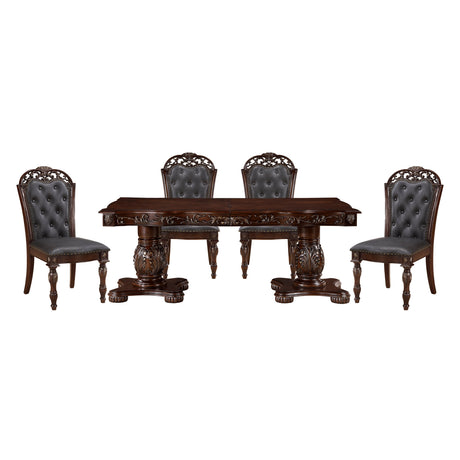 Adelina Cherry Double Pedestal Extendable Dining Room Set by Homelegance at Eve Furniture