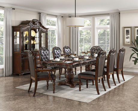 Adelina Cherry Double Pedestal Extendable Dining Room Set by Homelegance at Eve Furniture