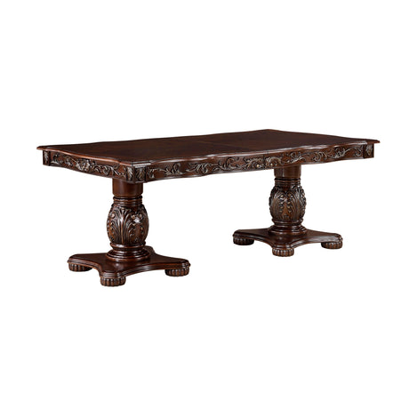 Adelina Cherry Double Pedestal Extendable Dining Table by Homelegance at Eve Furniture