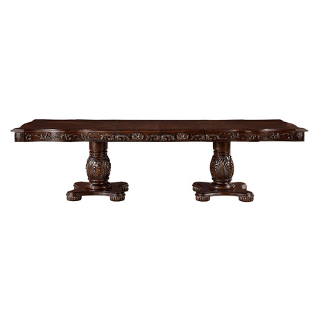 Adelina Cherry Double Pedestal Extendable Dining Table by Homelegance at Eve Furniture