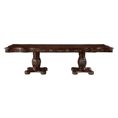 Adelina Cherry Double Pedestal Extendable Dining Table by Homelegance at Eve Furniture