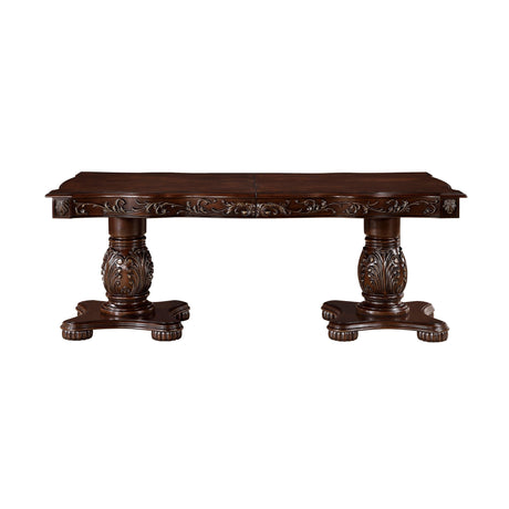 Adelina Cherry Double Pedestal Extendable Dining Table by Homelegance at Eve Furniture
