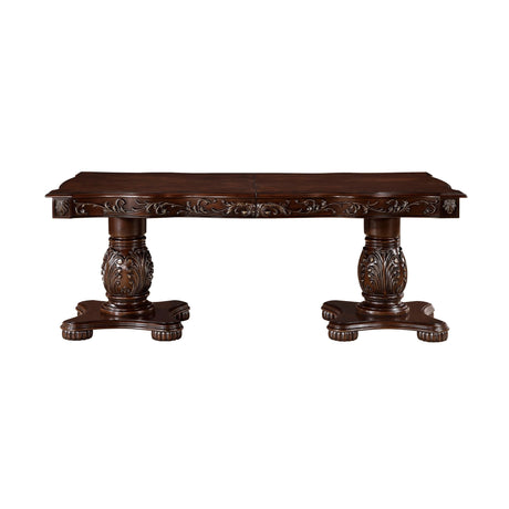 Adelina Cherry Double Pedestal Extendable Dining Table by Homelegance at Eve Furniture