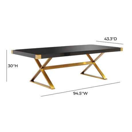 Adeline Lacquer 95" Rectangular Dining Table by TOV Furniture at Eve Furniture