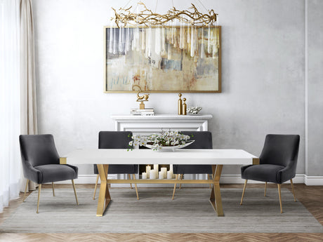 Adeline Lacquer 95" Rectangular Dining Table by TOV Furniture at Eve Furniture