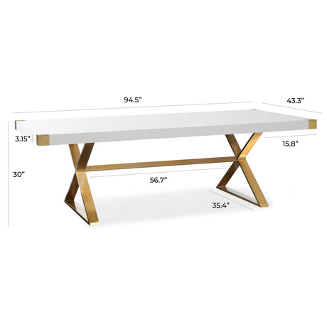 Adeline Lacquer 95" Rectangular Dining Table by TOV Furniture at Eve Furniture