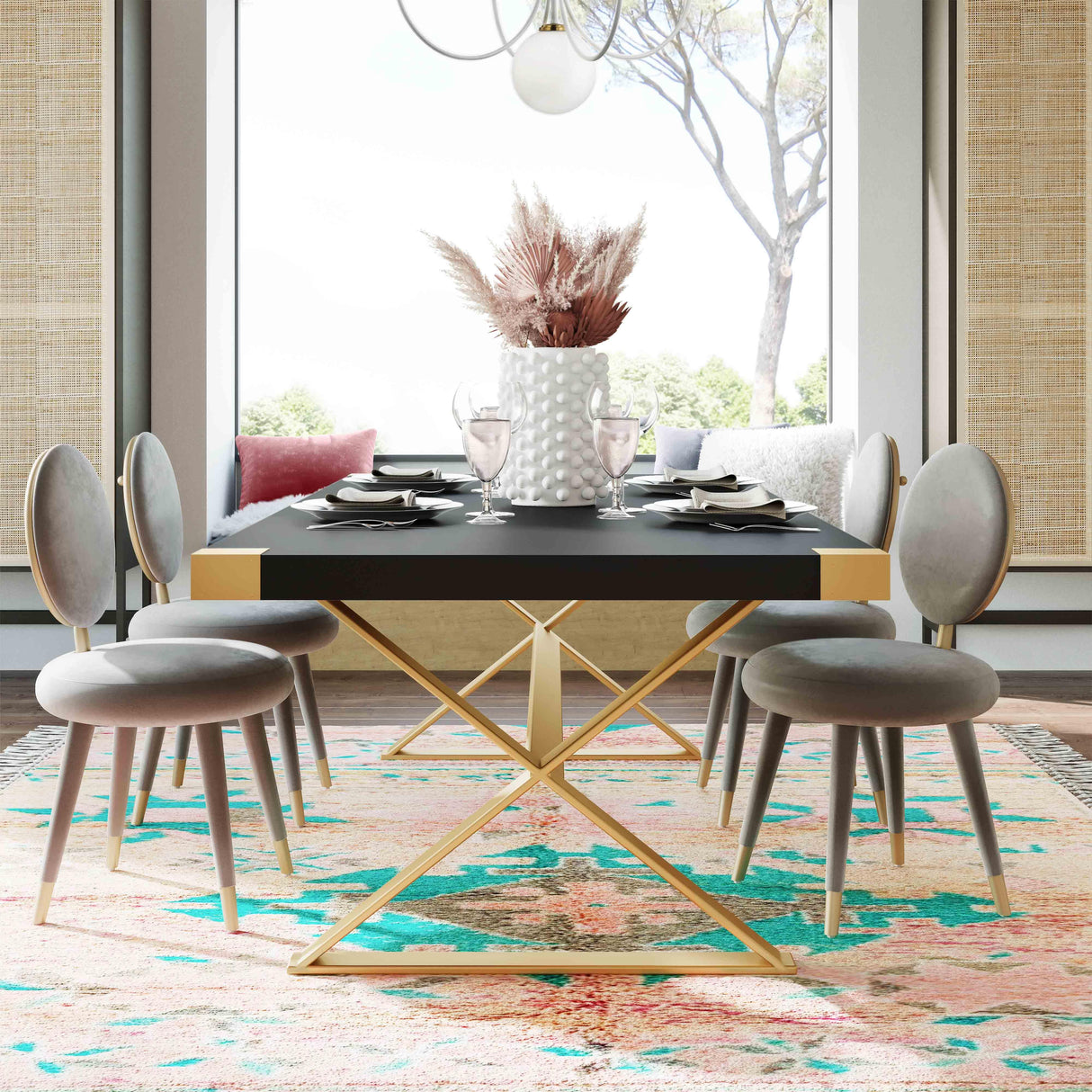 Adeline Lacquer 95" Rectangular Dining Table by TOV Furniture at Eve Furniture