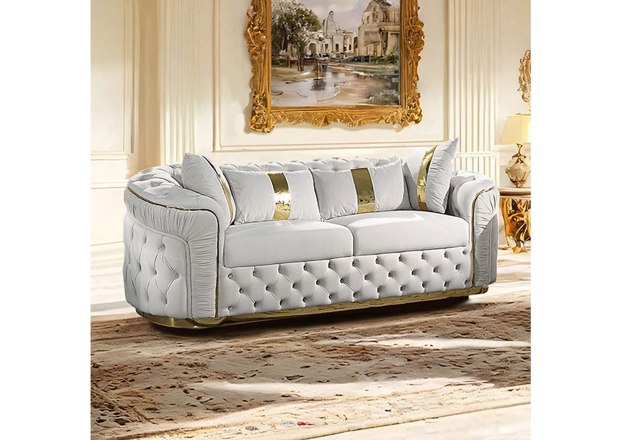 Adelpha Beige/Gold Sofa & Loveseat by Furniture of America at Eve Furniture