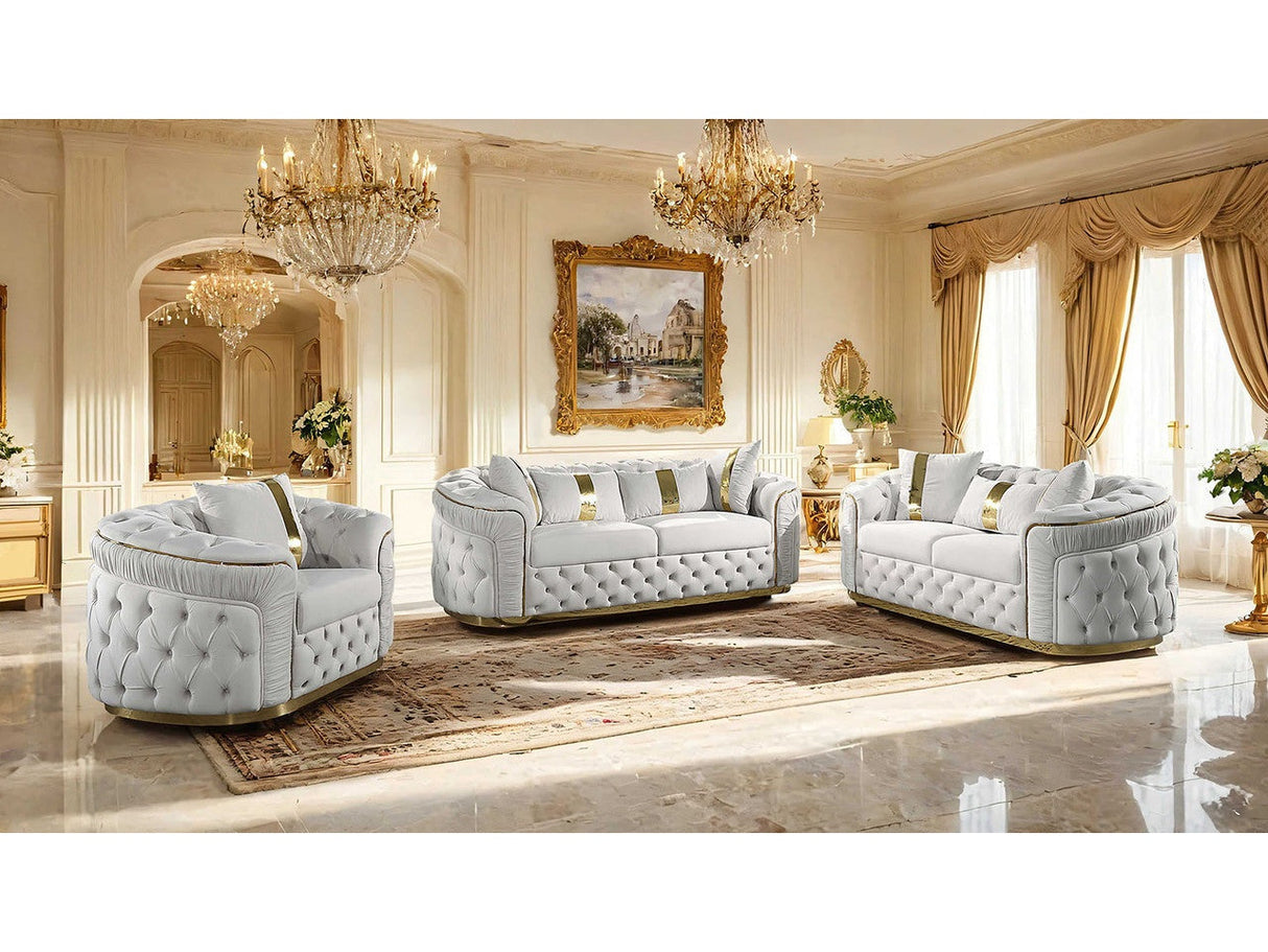 Adelpha Beige/Gold Sofa & Loveseat by Furniture of America at Eve Furniture