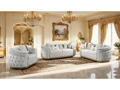 Adelpha Beige/Gold Sofa & Loveseat by Furniture of America at Eve Furniture