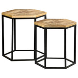 Adger 2-Piece Hexagon Nesting Tables Natural/Black