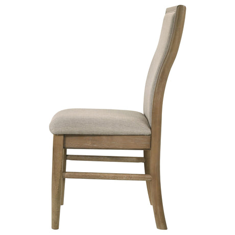 Adina Barley and Distressed Light Brown Upholstered Dining Side Chair, Set of 2 by Coaster at Eve Furniture