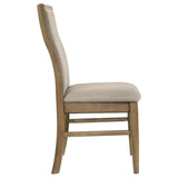 Adina Barley and Distressed Light Brown Upholstered Dining Side Chair, Set of 2 by Coaster at Eve Furniture