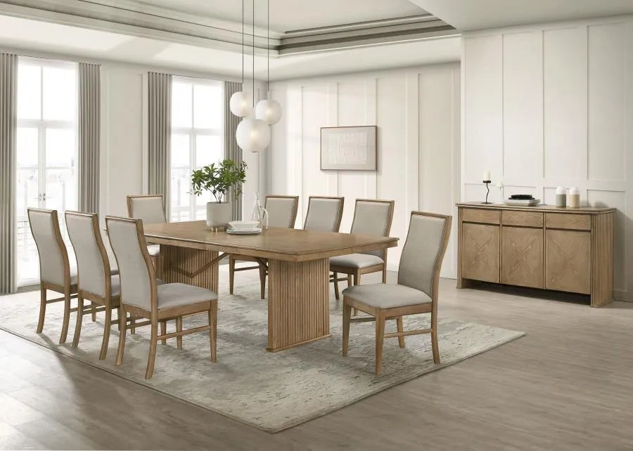 Adina Distressed Light Brown 10-Piece Extension Dining Set with Sideboard by Coaster at Eve Furniture