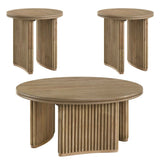 Adina Distressed Light Brown 3-piece Round Coffee Table Set by Coaster at Eve Furniture