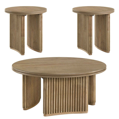 Adina Distressed Light Brown 3-piece Round Coffee Table Set by Coaster at Eve Furniture