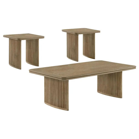 Adina Distressed Light Brown 3-Piece Wood Coffee Table Set by Coaster at Eve Furniture