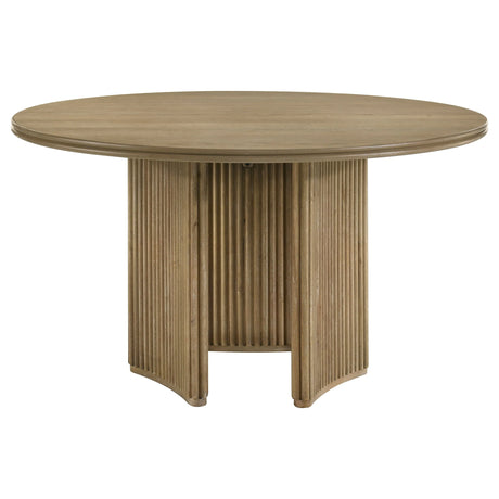 Adina Distressed Light Brown 53-inch Round Wood Dining Table by Coaster at Eve Furniture
