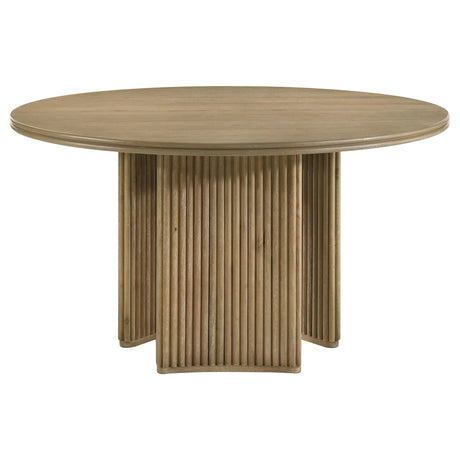 Adina Distressed Light Brown 53-inch Round Wood Dining Table by Coaster at Eve Furniture