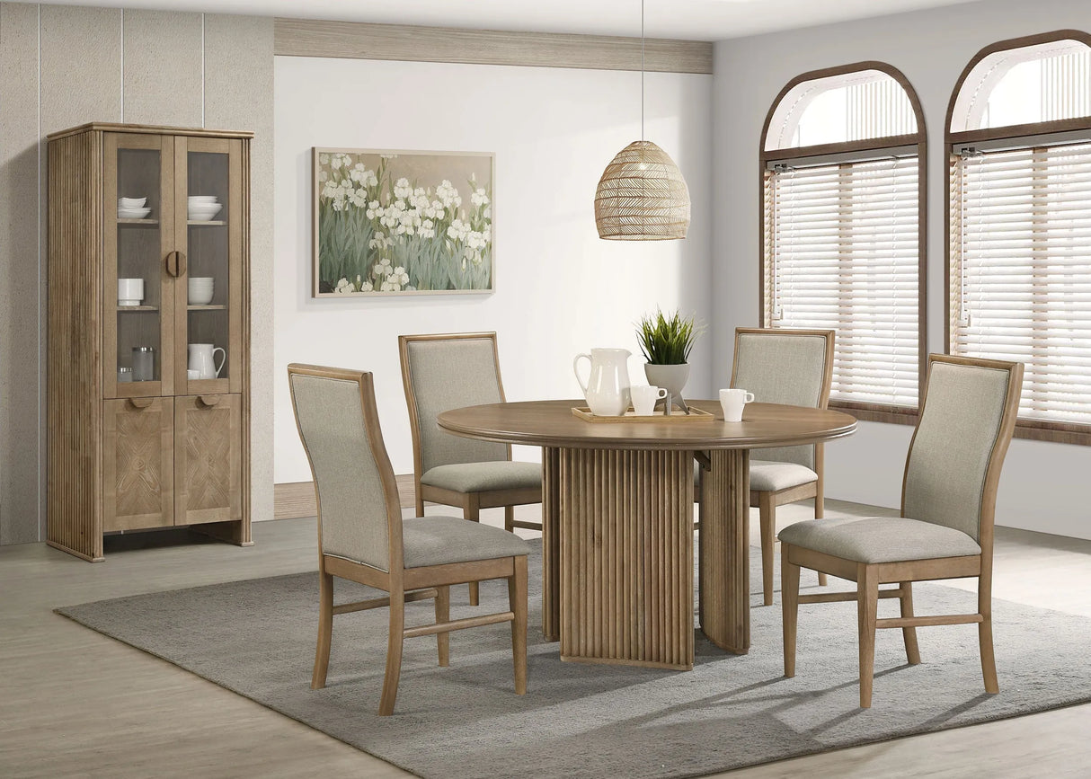 Adina Distressed Light Brown 53-inch Round Wood Dining Table by Coaster at Eve Furniture